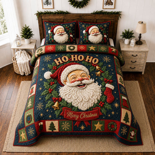 Santa Cozy Nights 3-Piece Quilted Bedding Set GFTONPT431