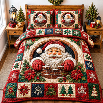Santa Festive Journey 3-Piece Quilted Bedding Set GFTONPT432
