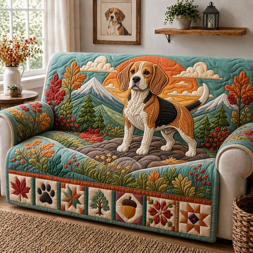 Autumn Beagle Harvest Quilted Sofa Cover GFTONPT439