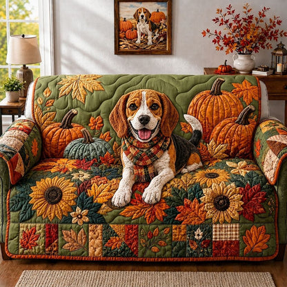 Autumn Beagle Stroll Quilted Sofa Cover GFTONPT440