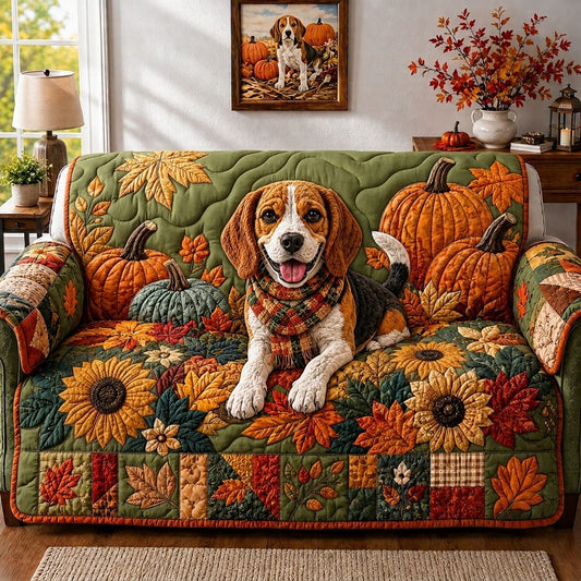 Autumn Beagle Stroll Quilted Sofa Cover GFTONPT440