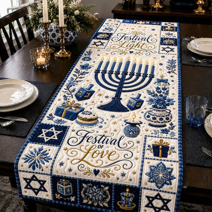 Hanukkah Candle Blessings Quilted Table Runner GFTONPT447
