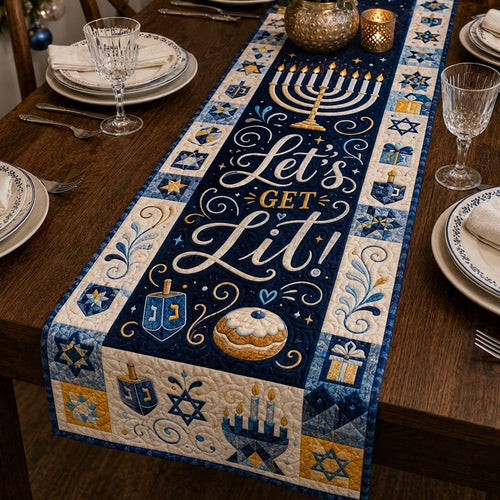 Hanukkah Winter Lights Quilted Table Runner GFTONPT448
