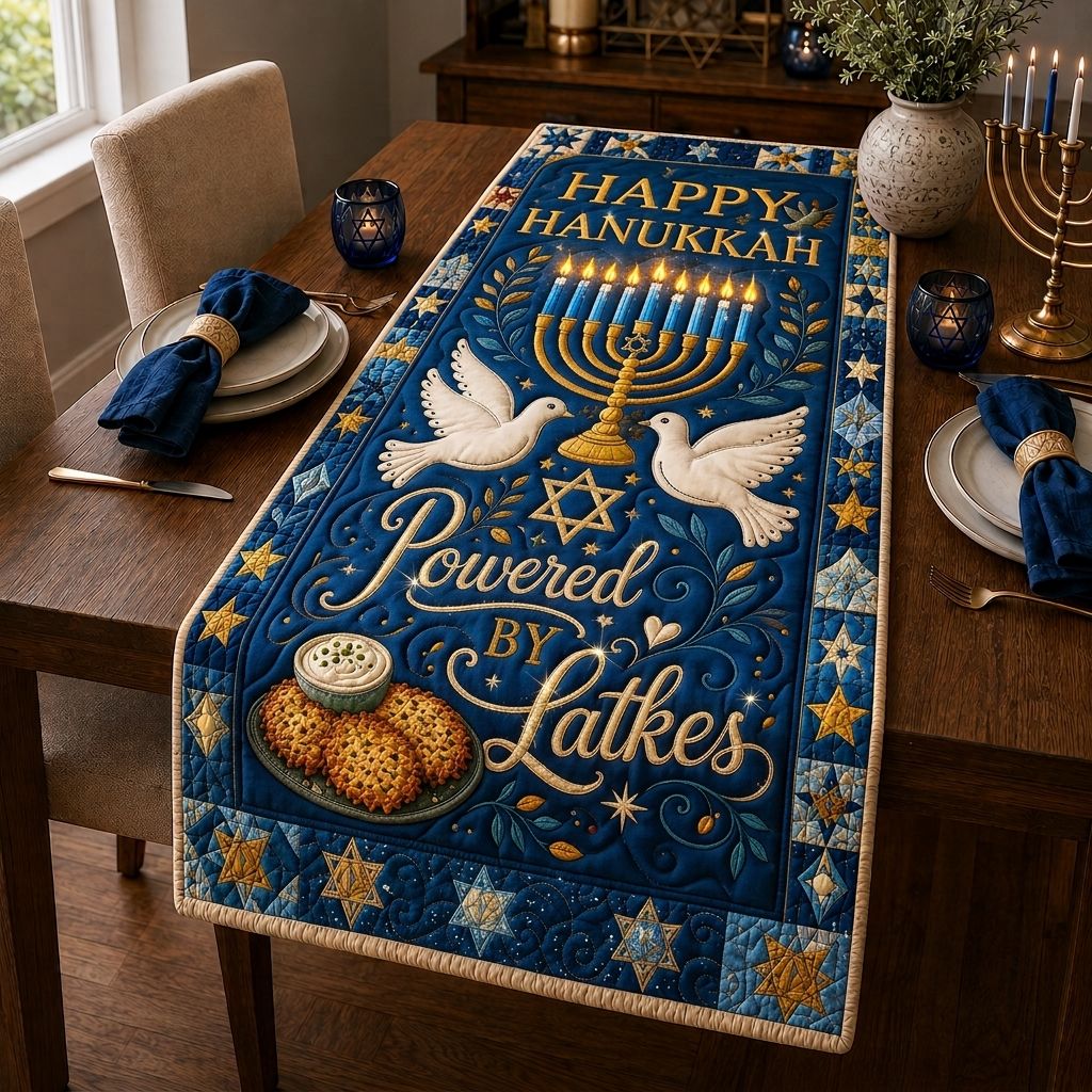 Hanukkah Family Joy Quilted Table Runner GFTONPT449