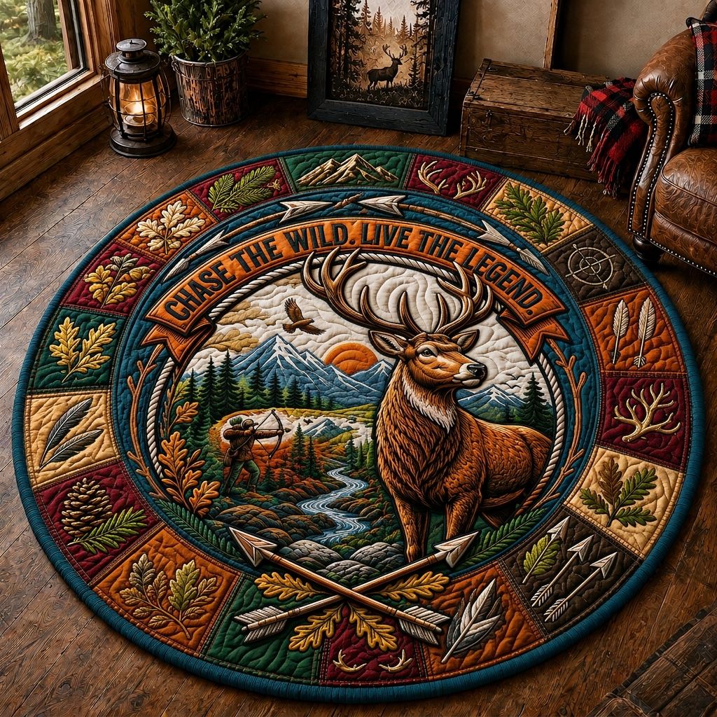 Deer Hunting Country Quilted Round Mat GFTONPT458