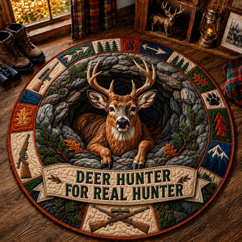 Deer Hunting Trails Quilted Round Mat GFTONPT459