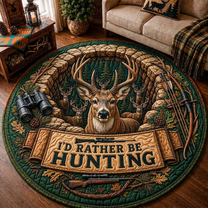 Rustic Deer Hunting Quilted Round Mat GFTONPT461