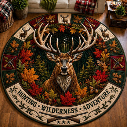 Mountain Deer Hunting Quilted Round Mat GFTONPT462
