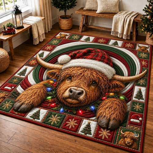 Highland Cow Christmas Area Rug GFTONPT463