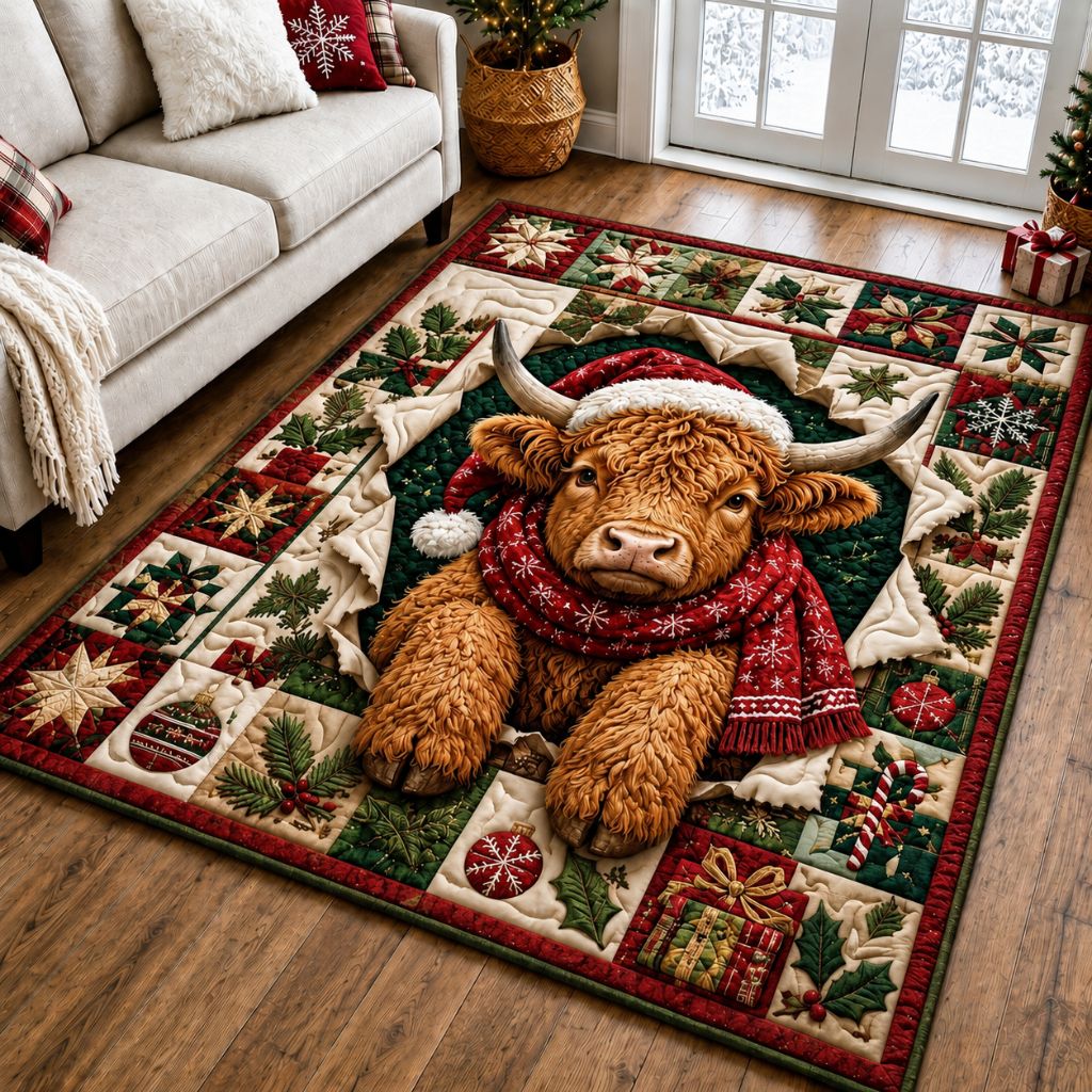 Christmas Cow Wishes Area Rug GFTONPT464