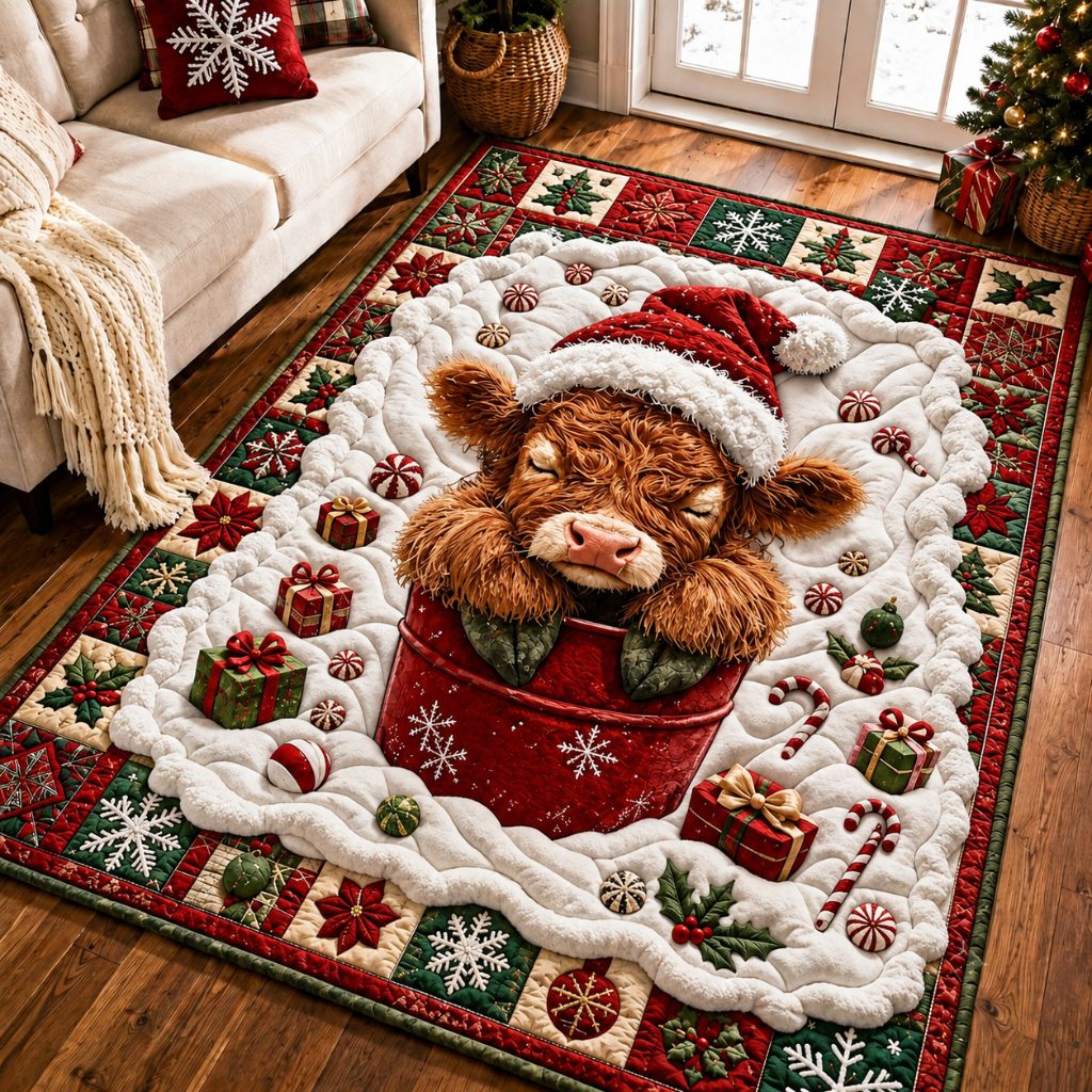 Highland Cow Noel Area Rug GFTONPT468