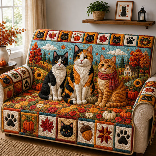Cat Moonlight Quilted Sofa Cover GFTONPT470