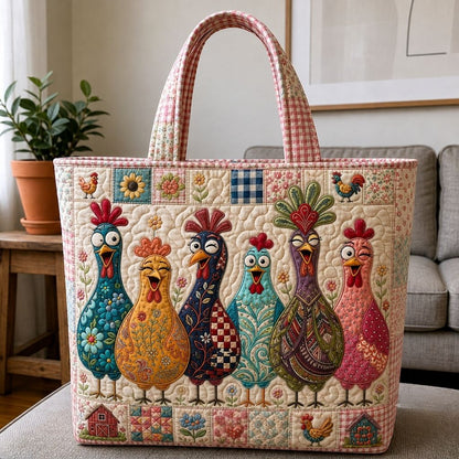Chicken Garden Days Quilted Tote Bag GFTONPT478