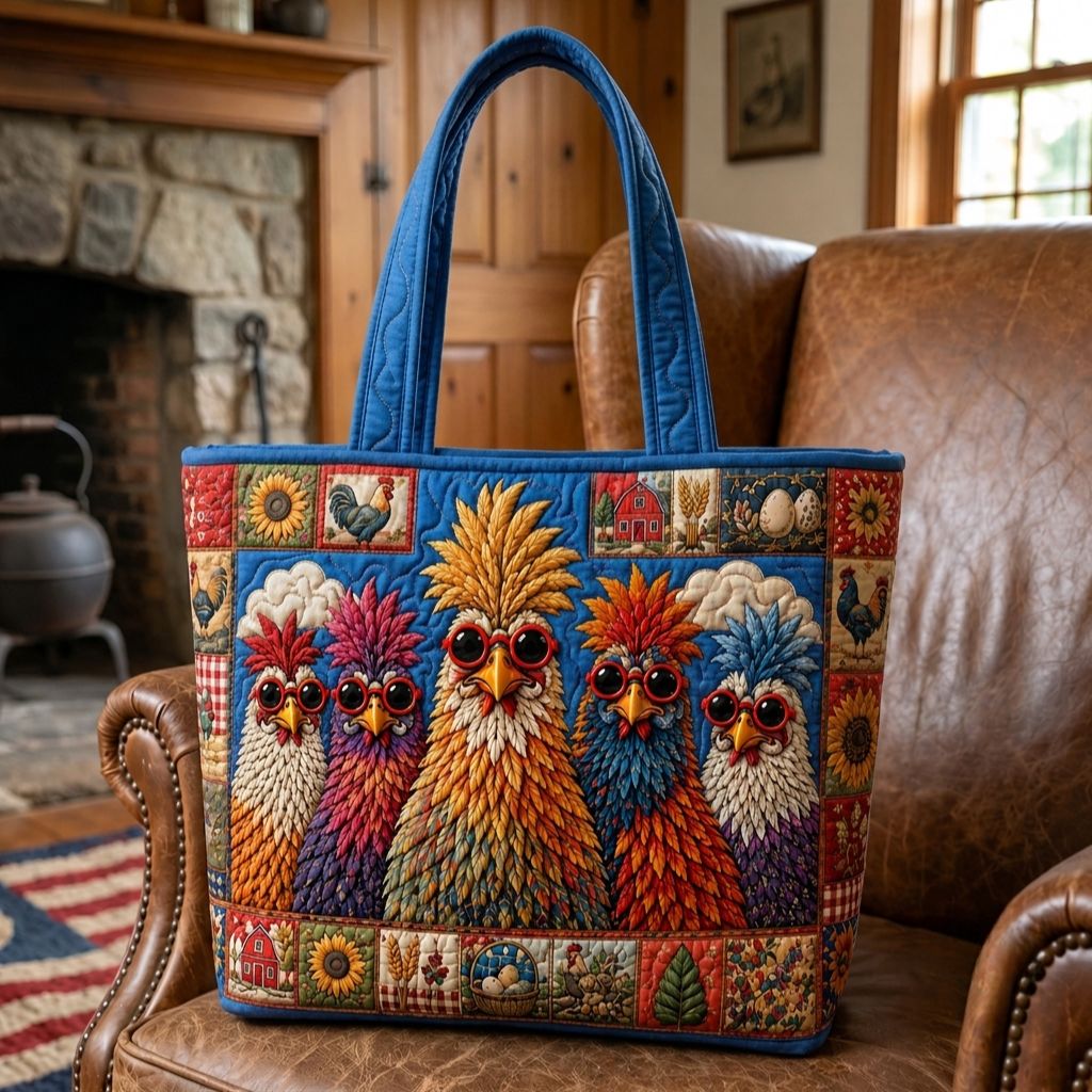 Sunny Chicken Farm Quilted Tote Bag GFTONPT479