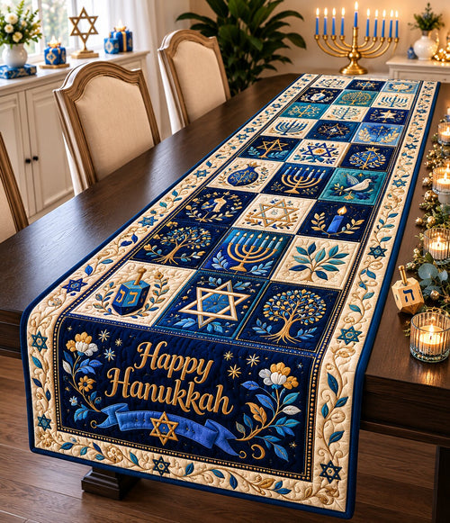 Joyful Hanukkah Nights Quilted Table Runner GFTONPT503