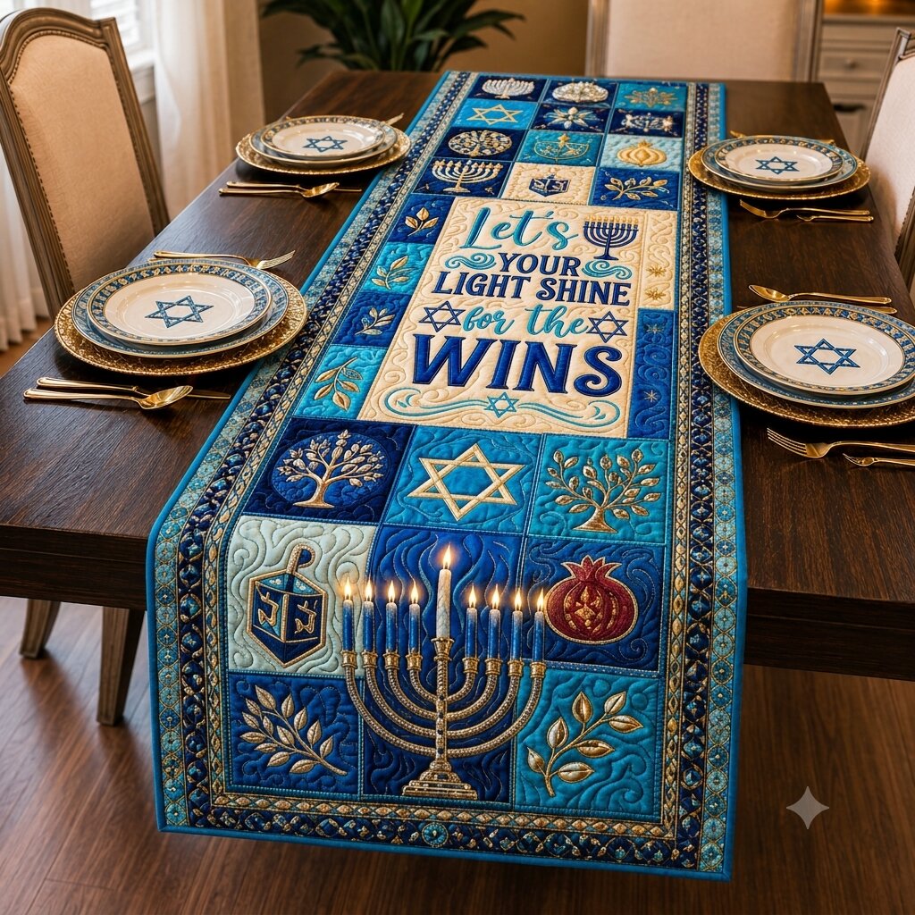Hanukkah Blessings Quilted Table Runner GFTONPT504