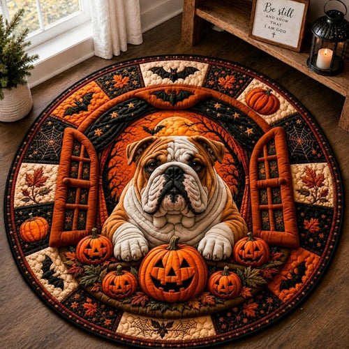 Halloween Bulldog Night Quilted Round Mat GFTONPT554