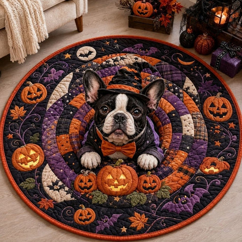 Spooky Halloween Bulldog Quilted Round Mat GFTONPT555