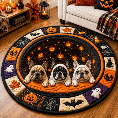 Halloween Bulldog Boo Quilted Round Mat GFTONPT556
