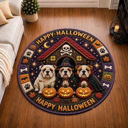 Halloween Bulldog Magic Quilted Round Mat GFTONPT558