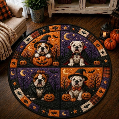 Bulldog Halloween Spirit Quilted Round Mat GFTONPT559