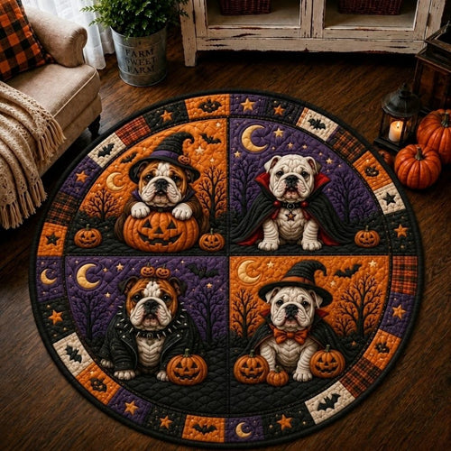 Bulldog Halloween Spirit Quilted Round Mat GFTONPT559