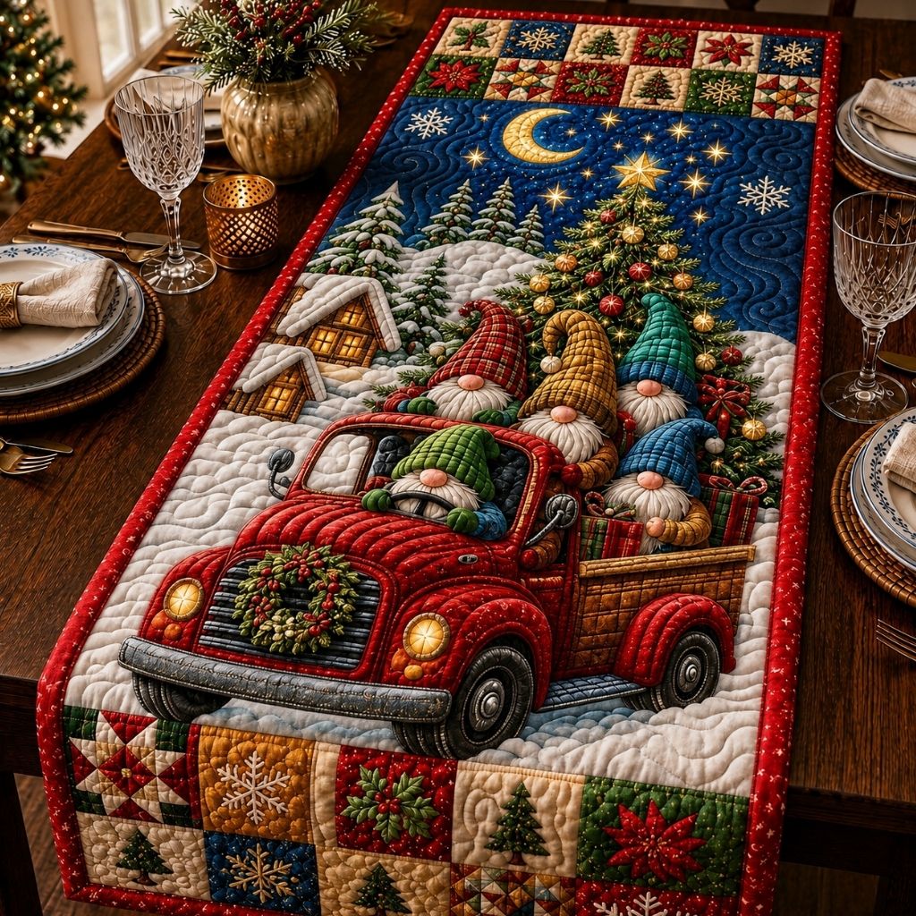 Cozy Gnome Christmas Quilted Table Runner GFTONPT561