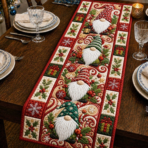 Gnome Christmas Cheer Quilted Table Runner GFTONPT564