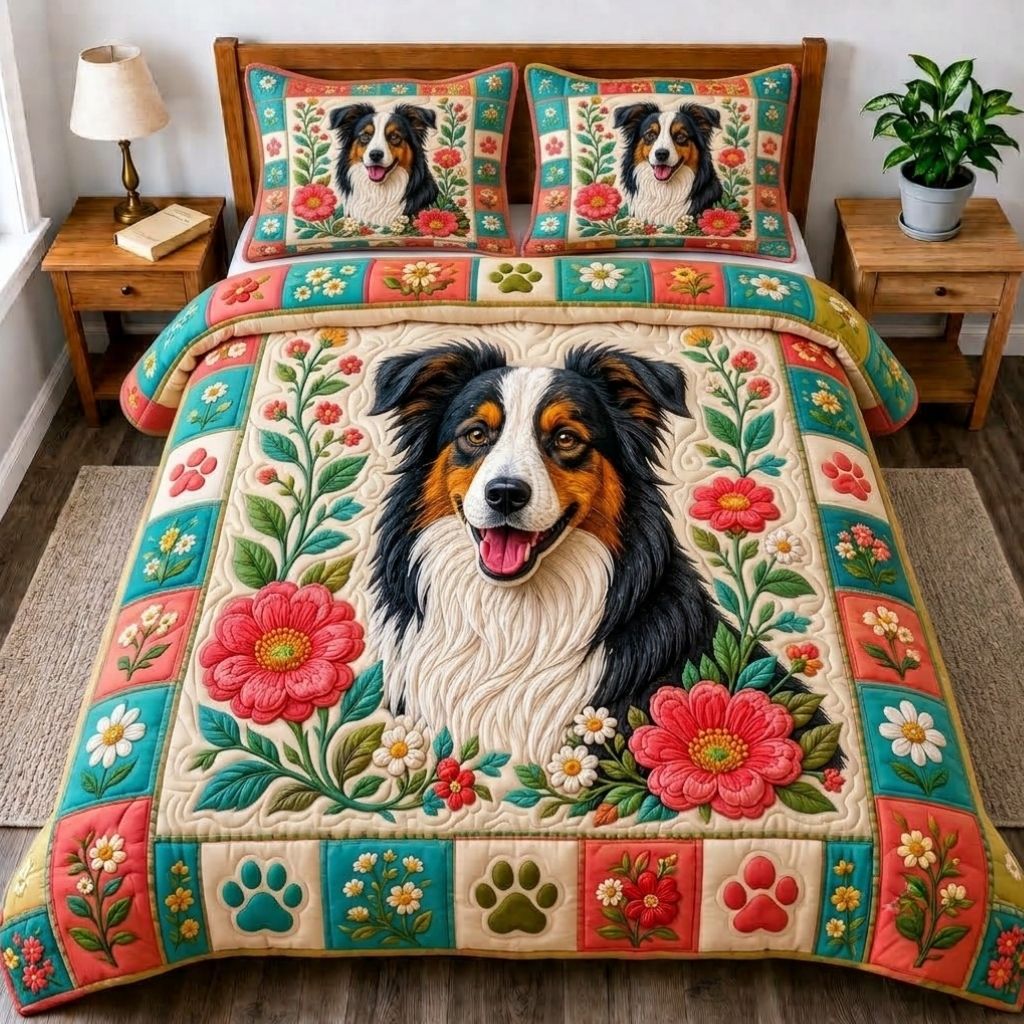 Border Collie Spirit 3-Piece Quilted Bedding Set GFTONPT566