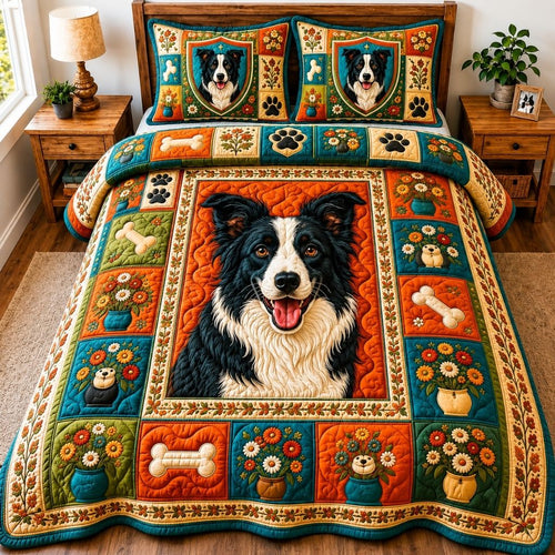 Border Collie Adventure 3-Piece Quilted Bedding Set GFTONPT570