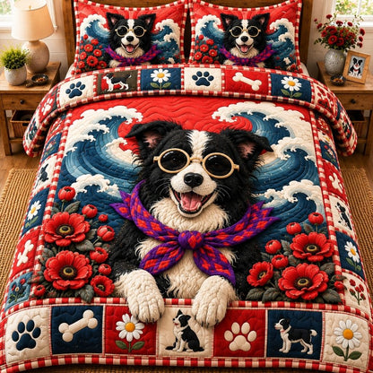Loyal Border Collie 3-Piece Quilted Bedding Set GFTONPT571