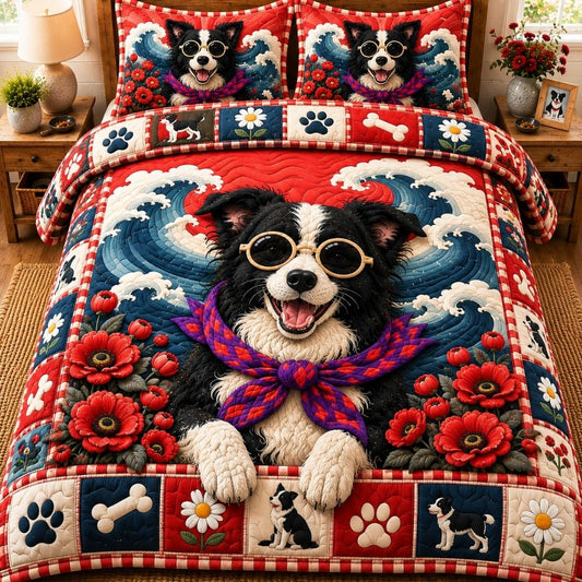 Loyal Border Collie 3-Piece Quilted Bedding Set GFTONPT571
