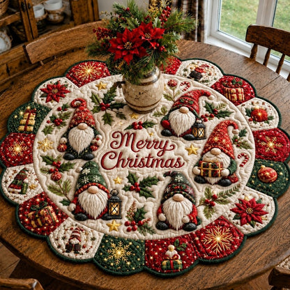 Holiday Gnome Magic Custom Shape Quilted Table Topper GFTONPT572