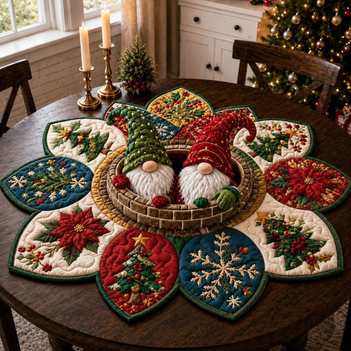 Merry Gnome Tales Custom Shape Quilted Table Topper GFTONPT573