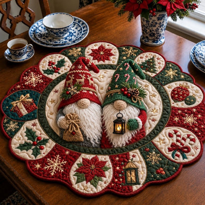 Little Christmas Gnomes Custom Shape Quilted Table Topper GFTONPT574