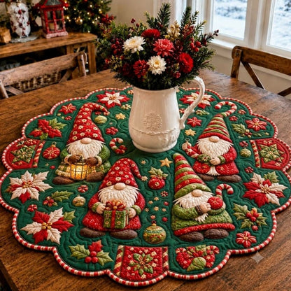 Jolly Gnome Adventures Custom Shape Quilted Table Topper GFTONPT575