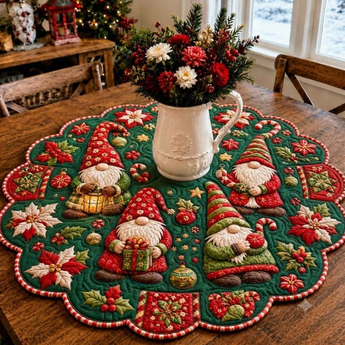 Jolly Gnome Adventures Custom Shape Quilted Table Topper GFTONPT575