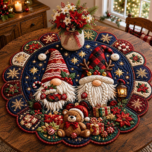 Merry Gnome Christmas Custom Shape Quilted Table Topper GFTONPT576