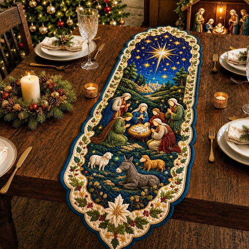 Bethlehem Holy Night Custom Shape Quilted Table Runner GFTONPT578