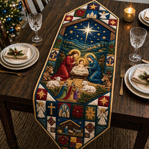 Holy Family Under The Star Custom Shape Quilted Table Runner GFTONPT580