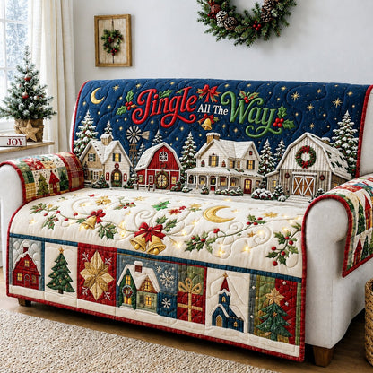 Christmas Village Wonder Quilted Sofa Cover GFTONPT596