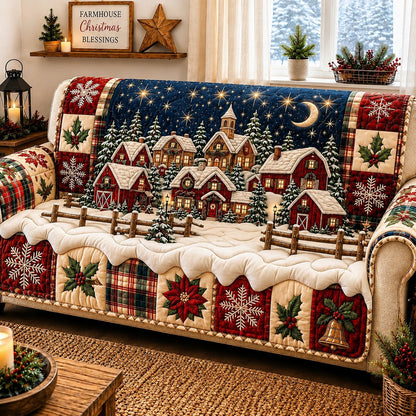 Christmas Village Nights Quilted Sofa Cover GFTONPT600