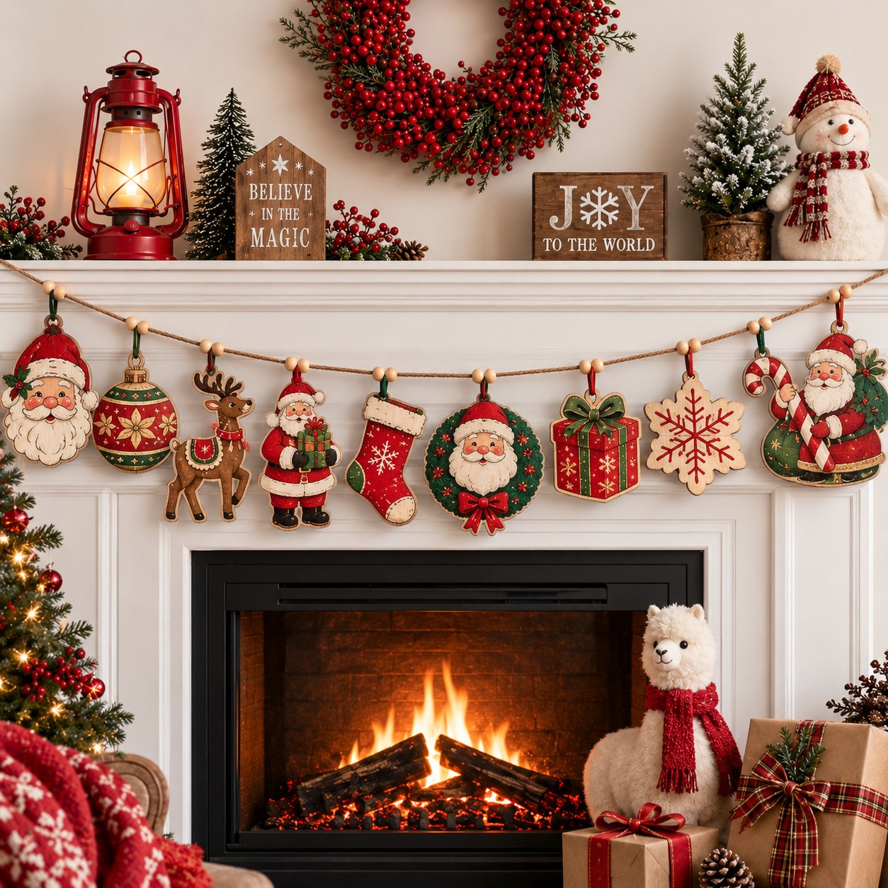 Santa Winter Wonderland Custom Shape Wooden Garland GFTONPT604