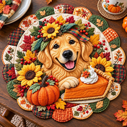 Autumn Golden Retriever Custom Shape Quilted Placemat GFTONPT614
