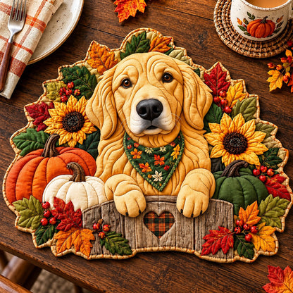 Golden Retriever Harvest Custom Shape Quilted Placemat GFTONPT615
