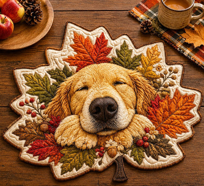 Cozy Golden Retriever Custom Shape Quilted Placemat GFTONPT616