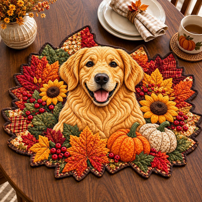 Golden Retriever Autumn Custom Shape Quilted Placemat GFTONPT617