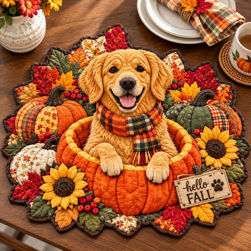 Autumn Retriever Charm Custom Shape Quilted Placemat GFTONPT618