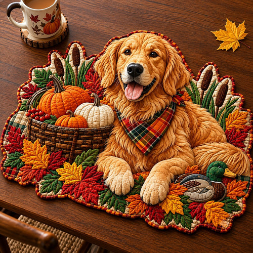 Golden Retriever Fall Custom Shape Quilted Placemat GFTONPT619