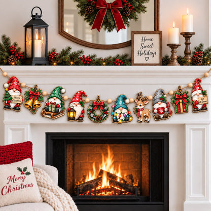 Magical Christmas Gnomes Custom Shape Wooden Garland GFTONPT632